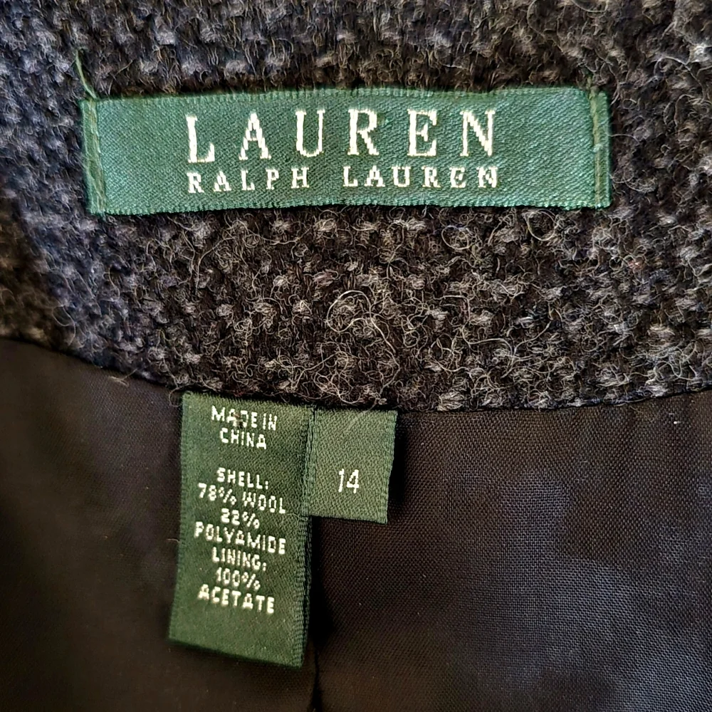Timeless! Lauren Ralph Lauren Lined Wool Blend Tweed Jacket Blazer 14